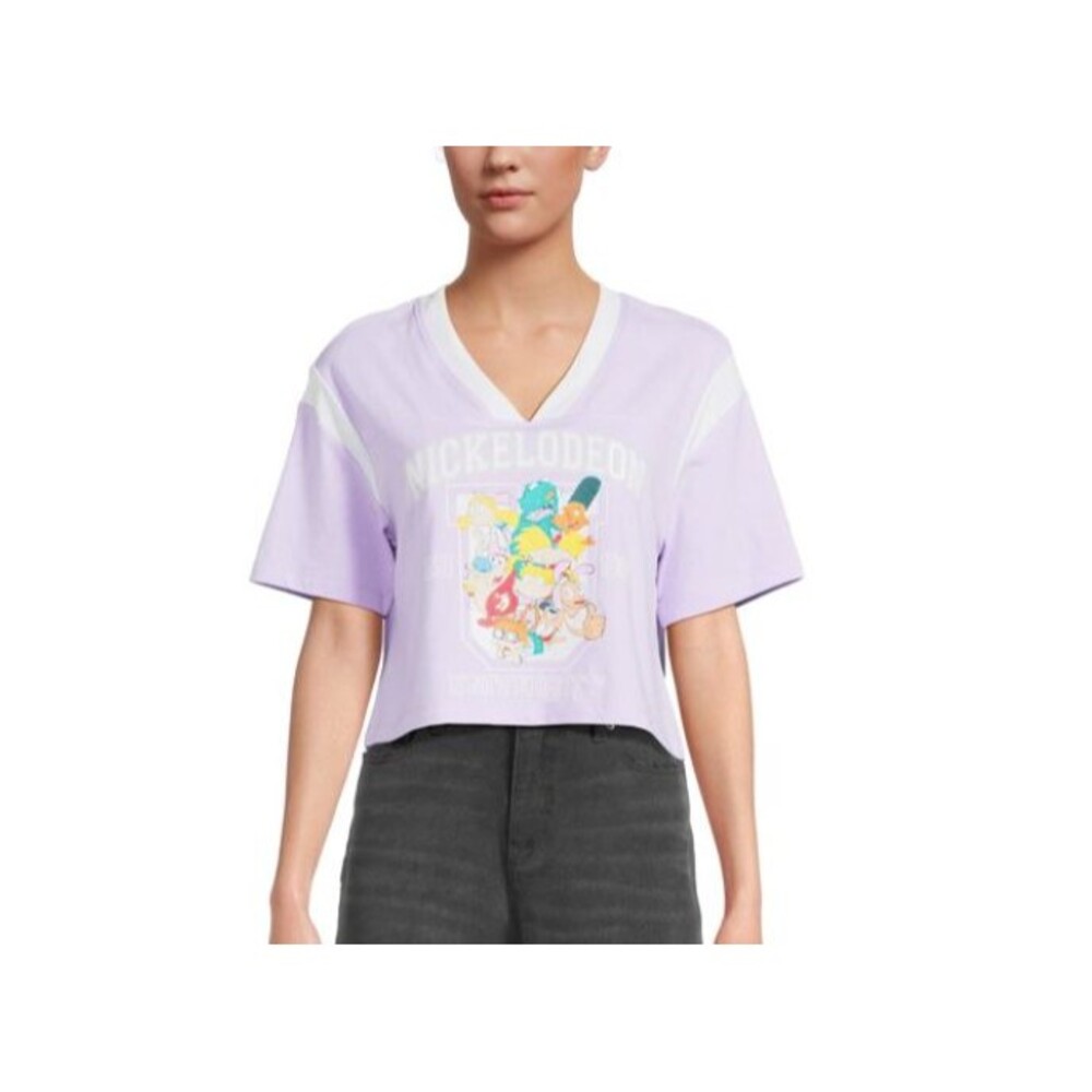 Nickelodeon University Graphic Print Crop Top-Small-Hey Arnold-Rugrats-NEW